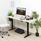 Bureau électrique réglable en hauteur avec plateau blanc, largeur ajustable de 100 cm à 160 cm