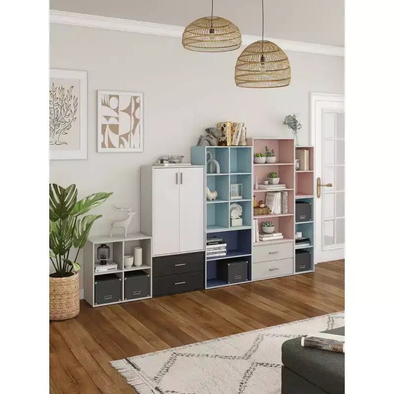 Étagère modulable moderne 2 niveaux de 60 cm, empilable, verticale ou horizontale
