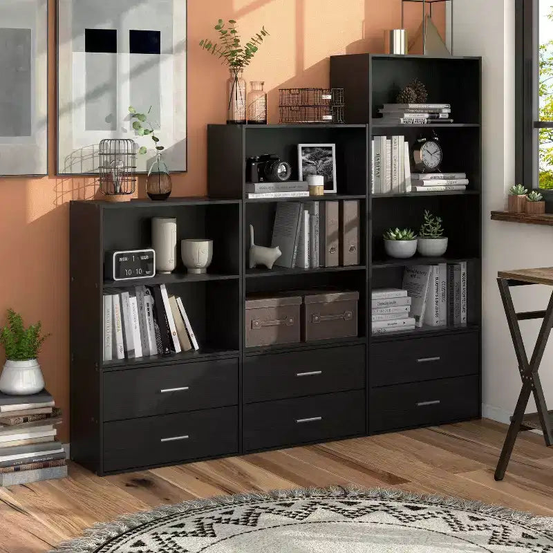 Étagère modulable moderne 2 niveaux de 60 cm, empilable, verticale ou horizontale