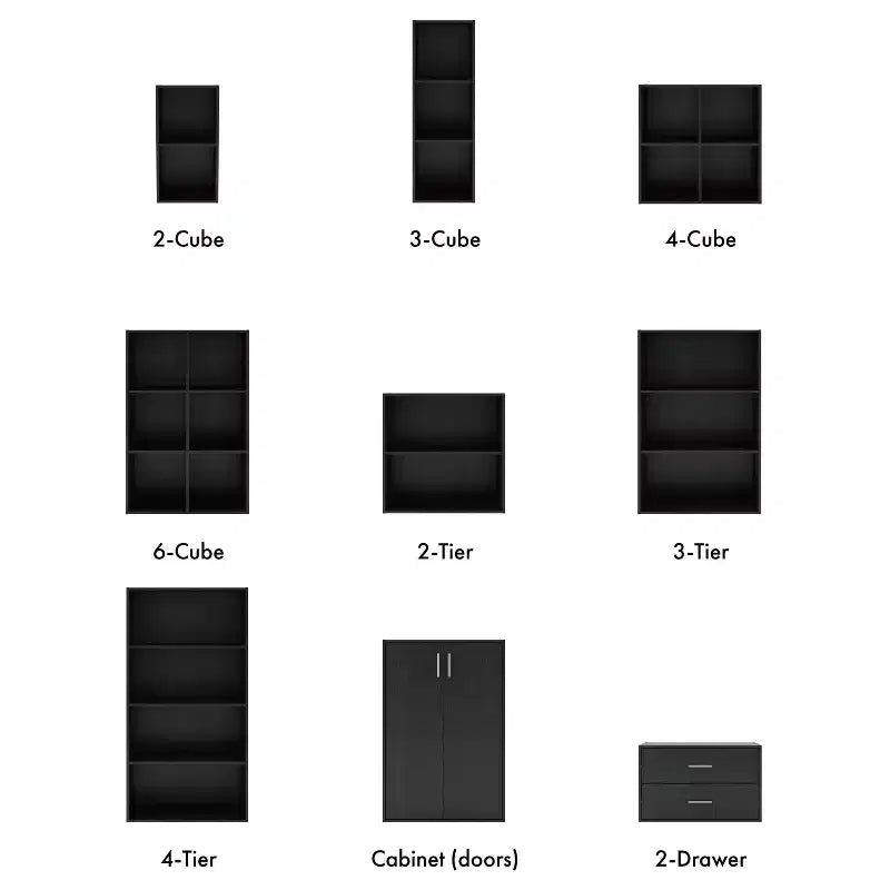 Étagère modulable moderne 2 niveaux de 60 cm, empilable, verticale ou horizontale