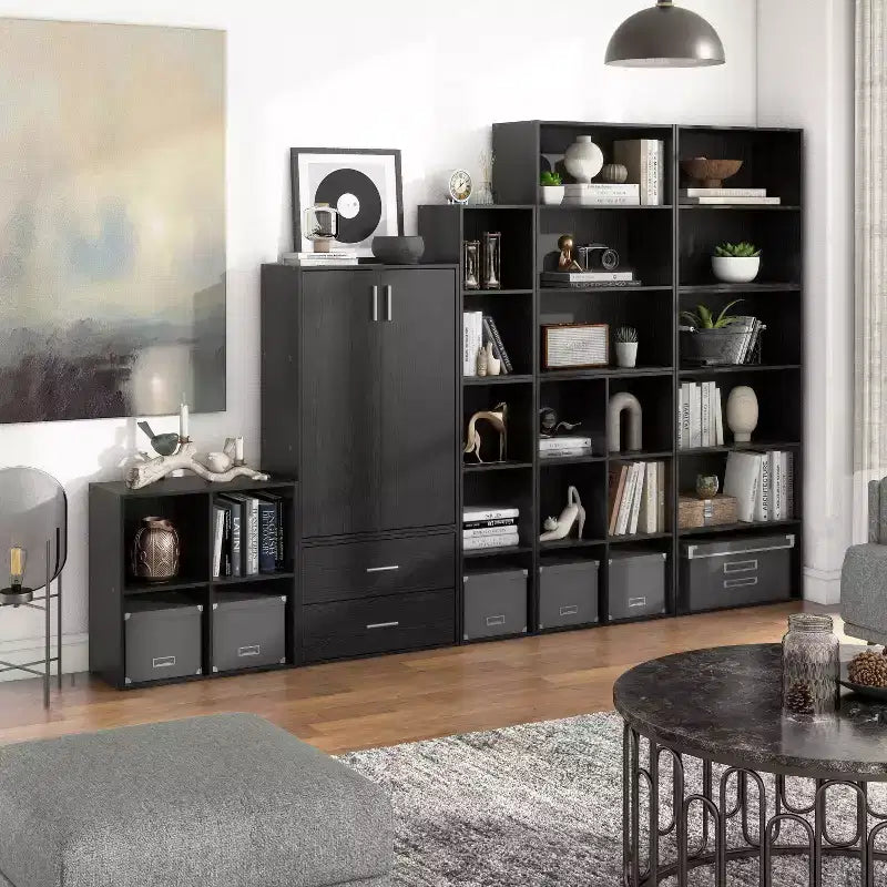 Étagère modulable moderne 2 niveaux de 60 cm, empilable, verticale ou horizontale