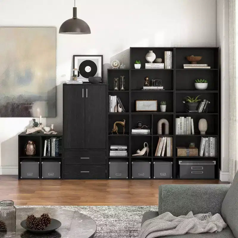 Étagère modulable moderne 2 niveaux de 60 cm, empilable, verticale ou horizontale