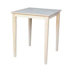 International Concepts Square Solid Wood Counter Height Table with Shaker Legs Unfinished