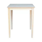 Table de comptoir carrée en bois massif avec pieds Shaker, non finie