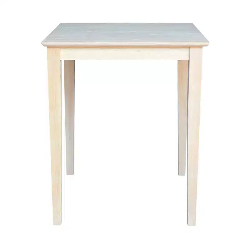 Table de comptoir carrée en bois massif avec pieds Shaker, non finie